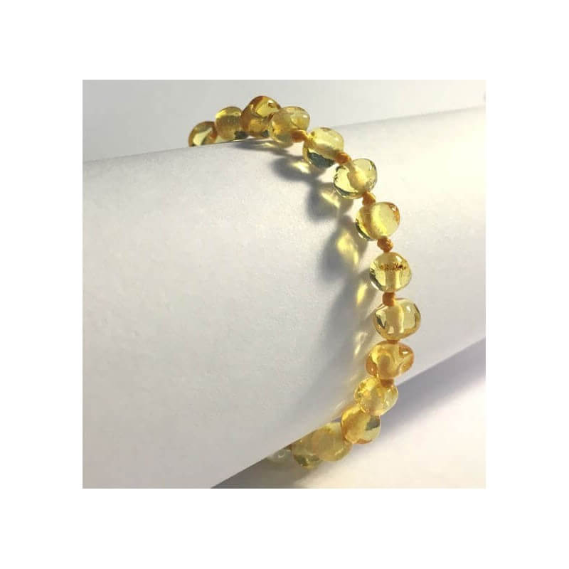 Amber Baby Bracelet with clasp round beads Honey
