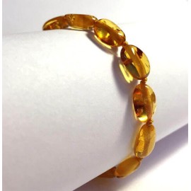 Amber Baby Bracelet with clasp Olive beads light cognac