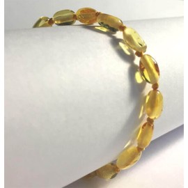 Amber Baby Bracelet with clasp Olive beads light Honey