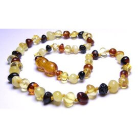 Amber Baby necklace Round beads Multicolor