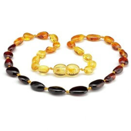 Amber Baby necklace olive rainbow beads