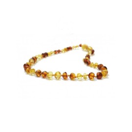 Amber Baby necklace Round beads Cognac- Dark cherry