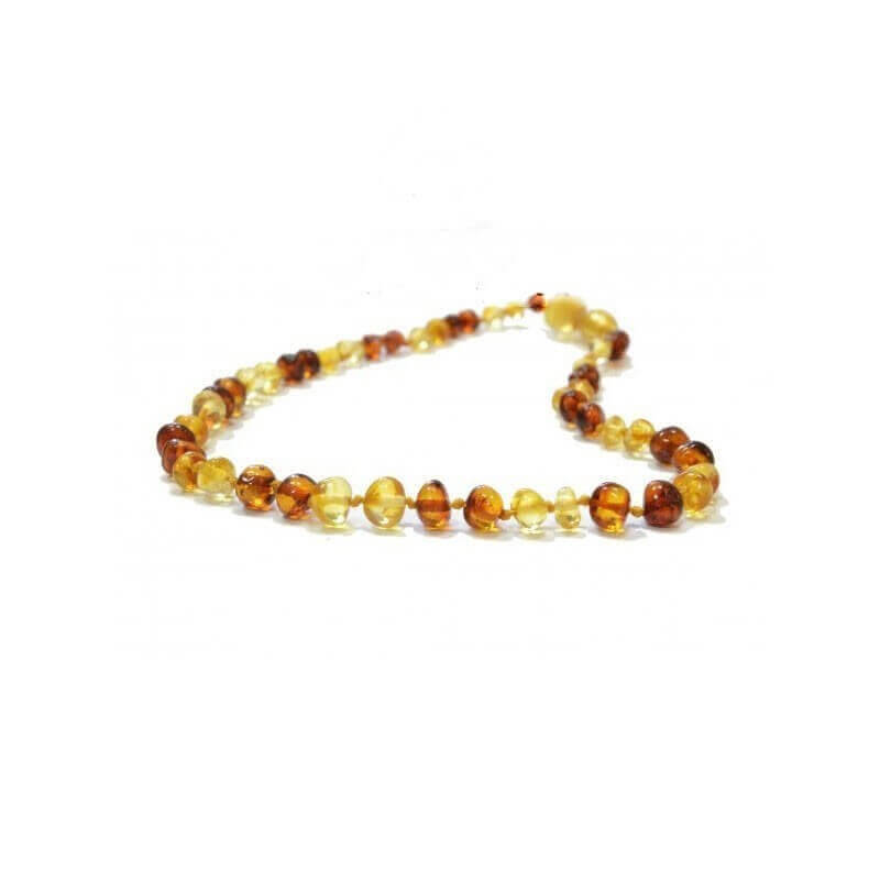 Collier en Ambre bébé perles Rondes 2 Caramel et 2 Citron