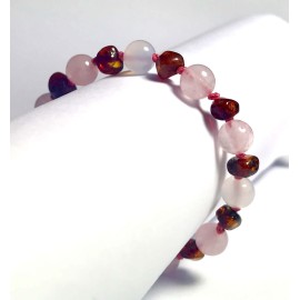 Amber Baby Bracelet with clasp round beads Light Cognac