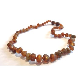 Raw Amber Baby necklace Round beads Light Cognac