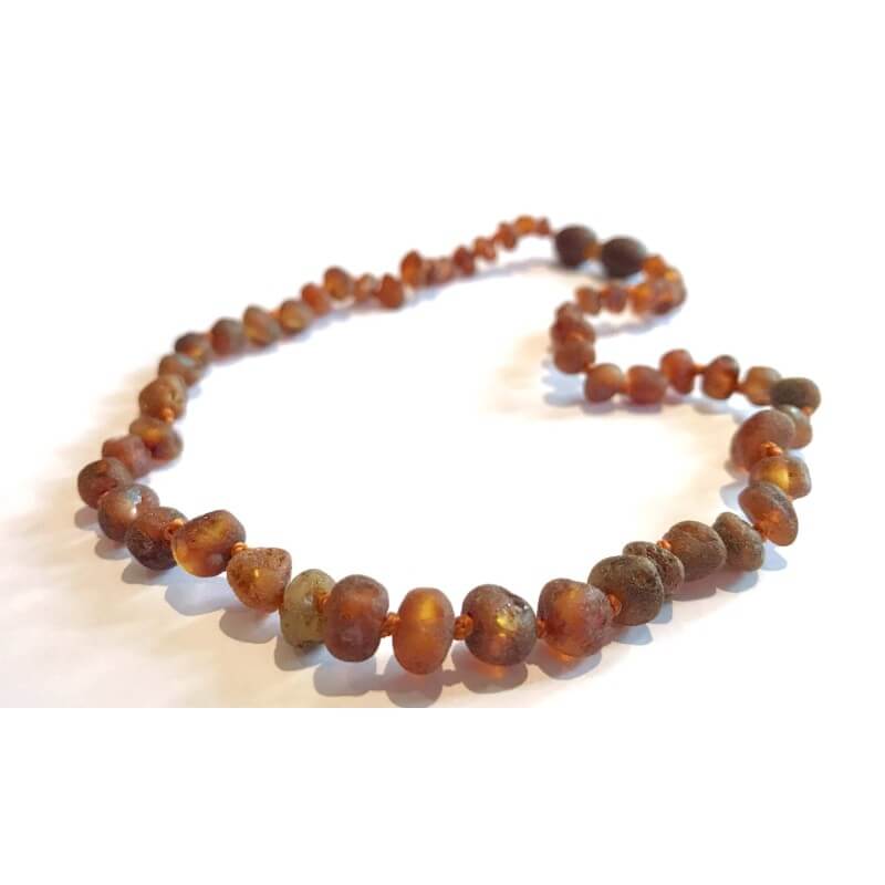 Collier en AMBRE BRUT Bébé perles Rondes Caramel