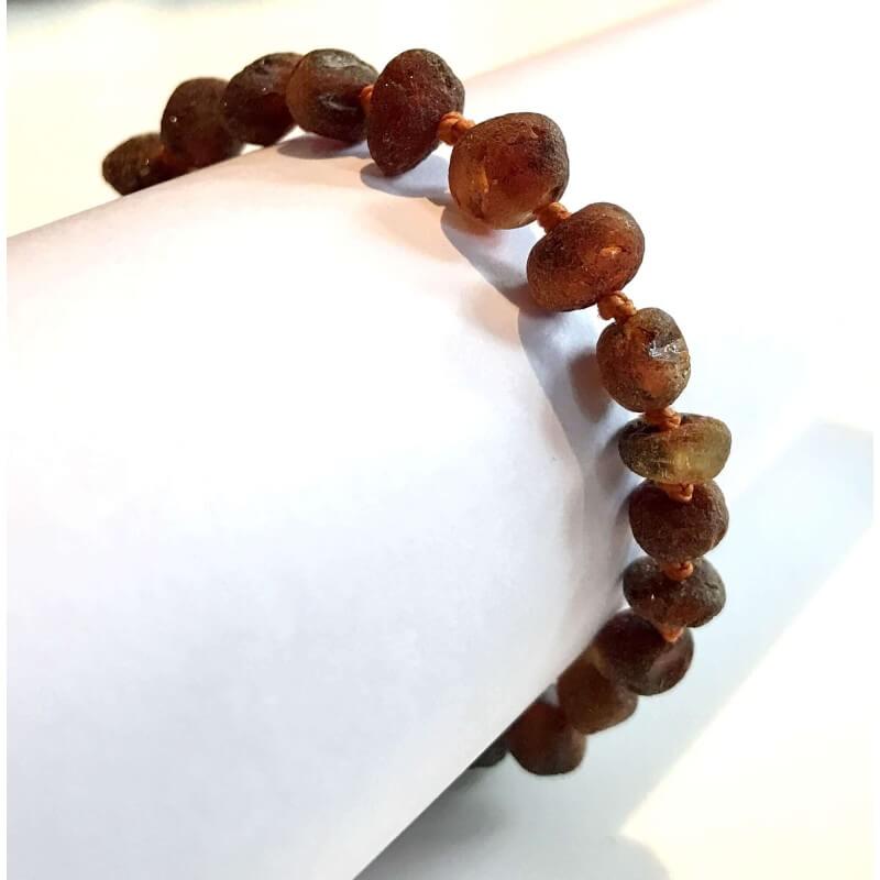 Baby Bracelet round beads Cognac