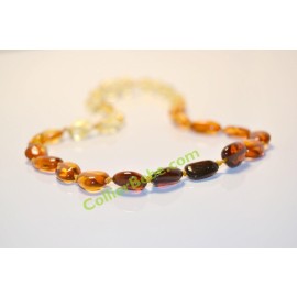 Amber Baby necklace olive rainbow beads