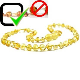 Lemon Amber Baby necklace Round beads Honey