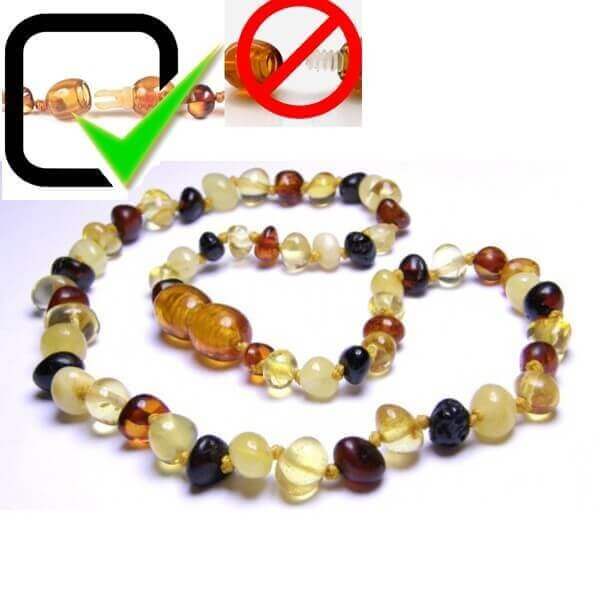 Collier Ambre Bebe Modele Aux Perles Multicolores Fille Ou Garcon