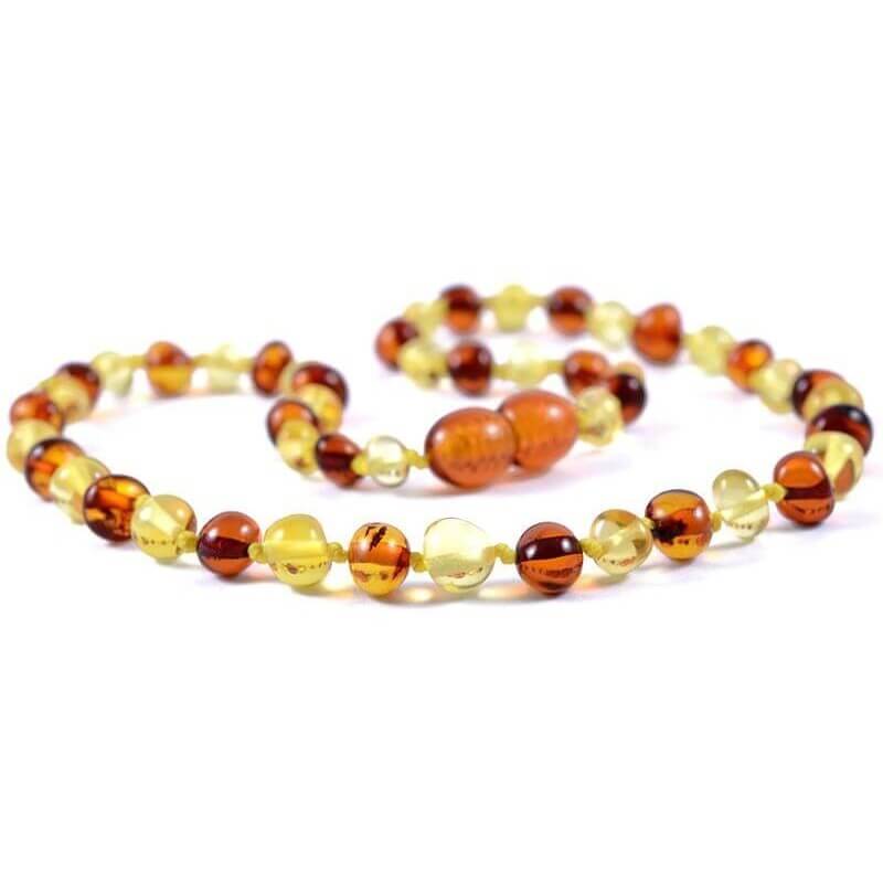 Amber Baby necklace Round beads Cognac- Dark cherry