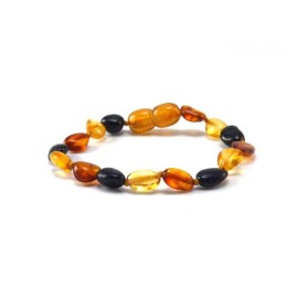 Amber Baby Bracelet with clasp Olive beads Multicolor