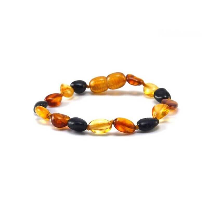 Amber Baby Bracelet with clasp Olive beads Multicolor