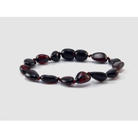 Amber Baby Bracelet with clasp Olive black cherry beads