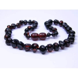 Amber Baby necklace Round beads Dark Cherry