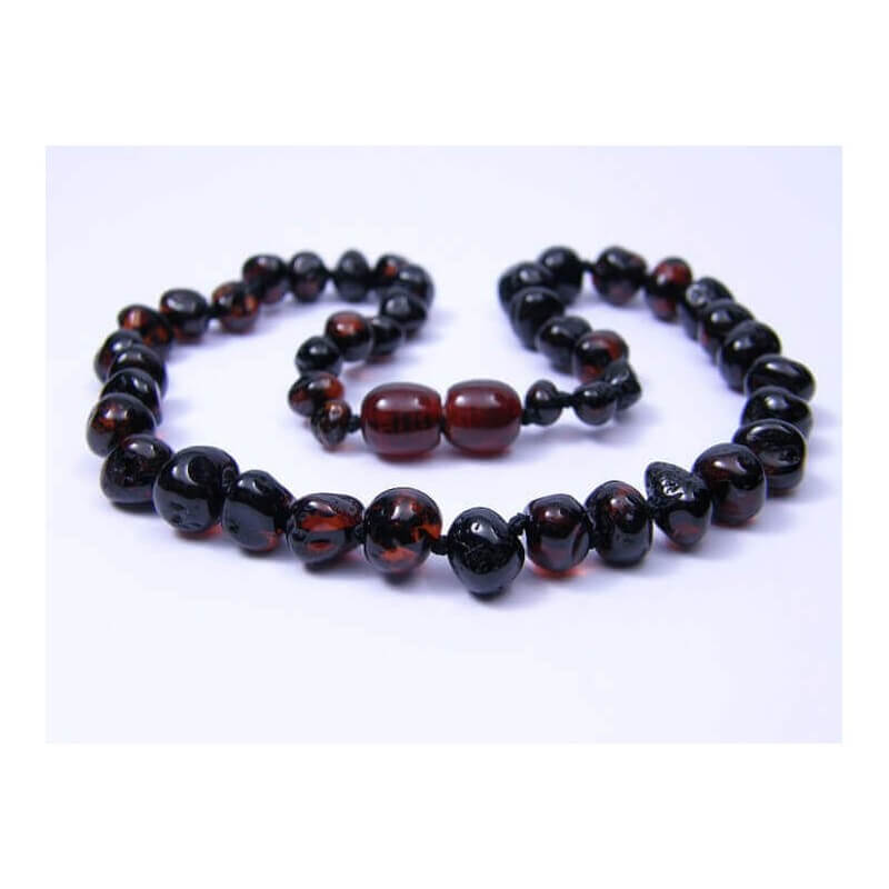 Amber Baby necklace Round beads Dark Cherry