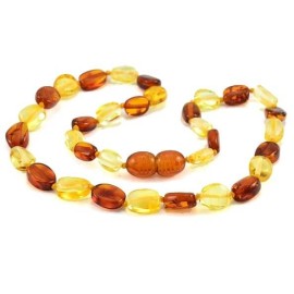 Amber Baby neckalce Olive beads Caramel and lemon