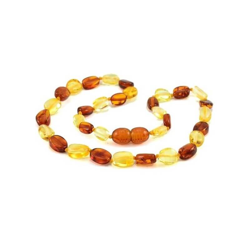 Collier Bébé en Ambre Olives Caramel et Citron