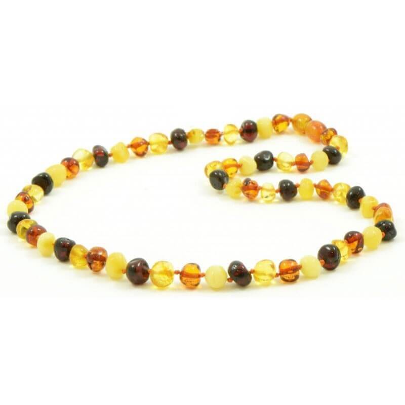 Femme - Collier 45 cm en Ambre Multicolore