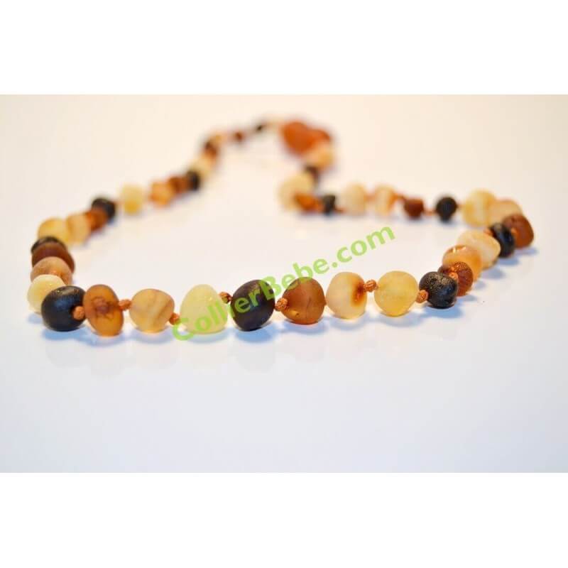 Raw Amber Baby necklace Round beads Mix colours
