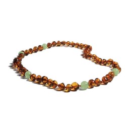 Collier Bébé en Ambre  et Aventurine Vert clair