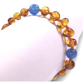 Amber Baby Bracelet Baroque Caramel and Gemstones