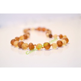 Raw Amber Baby necklace Round beads Lemon and cognac