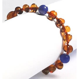 Bracelet en Ambre bébé Caramel et Lapis Lazuli