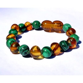 Bracelet Ambre bébé et Malachite