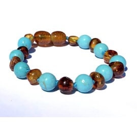 Amber Baby Bracelet with Aquamarine