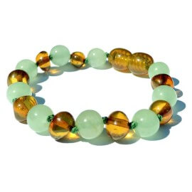 Amber Baby Bracelet with Aquamarine