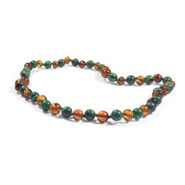 Collier bébé Ambre et Malachite