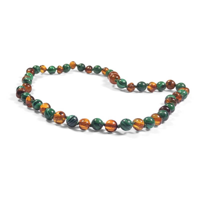 Caramel Amber and green Malachite Baby necklace