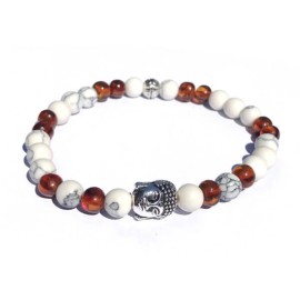 Amber and white Howlite bracelet