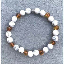 Amber and white Howlite Men bracelet