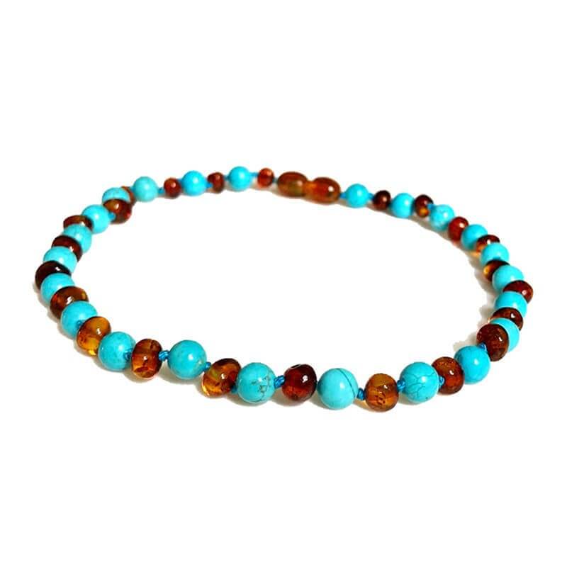 Collier bébé Ambre et Turquoise