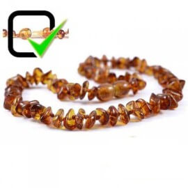 Amber Baby necklace chips beads Light Cognac