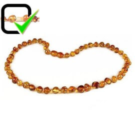 Collier Ambre pour bébé perles Rondes Caramel