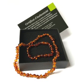 Collier Ambre pour bébé perles Rondes Caramel